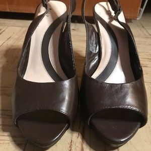 Brown open toe heel